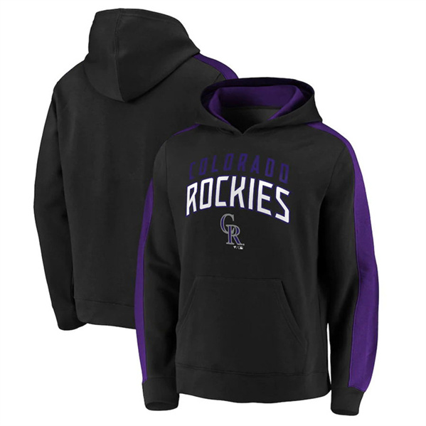 Men's Colorado Rockies Black Game Time Arch Pullover Hoodie